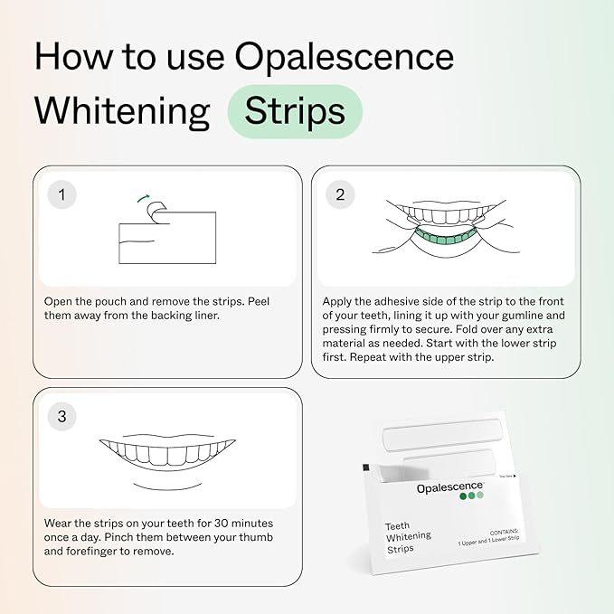 Opalescence Teeth Whitening Strips (24 Treatments) Hydrogen Peroxide Formula 10% – Enamel Safe – Comfortable Slip Free - Teeth Bleaching - Sensitivity Free - Plus Toothbrush- 6050-2T