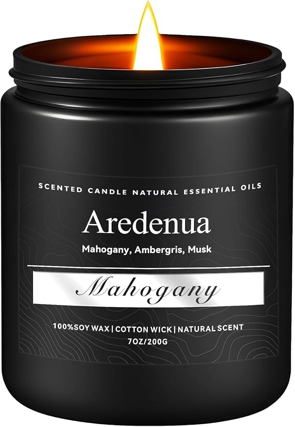 Mahogany Candle | Masculine Candles for Men, Manly Gifts for Men - 7oz Soy Candle for Home Scented - Scented Candles for Home, Aromatherapy Gifts for Him - 50H Long Lasting Burn Time