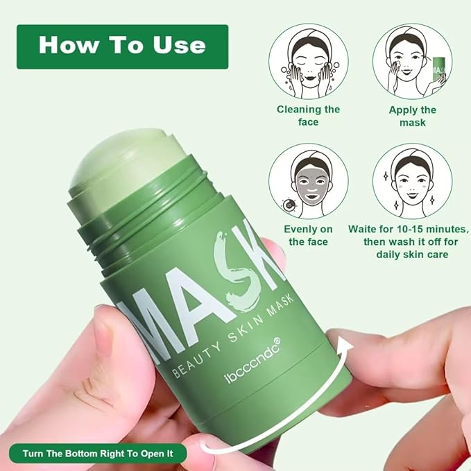 Green Tea Deep Cleanse Mask for Face,Blackhead Remover Face Mask,Poreless Deep Cleanse Mask Stick for Purifying,Moisturizing,Oil Control Reduce for Women and Men,2PCS