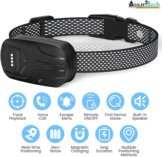 GPS Pet Tracker Collar - No Monthly App Fees (SIM Required) - Real-Time Live Tracking, Geo-Fence, 2-Way Voice Call, Activity & Rest Monitoring - Waterproof, 750mAh Battery