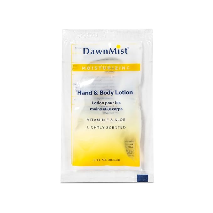 Dukal DawnMist Moisturizing Lotion - 100 Pack, Hand & Body, Aloe & Vitamin E, Coconut Fragrance, 0.35 oz Single-Use, Alcohol-Free