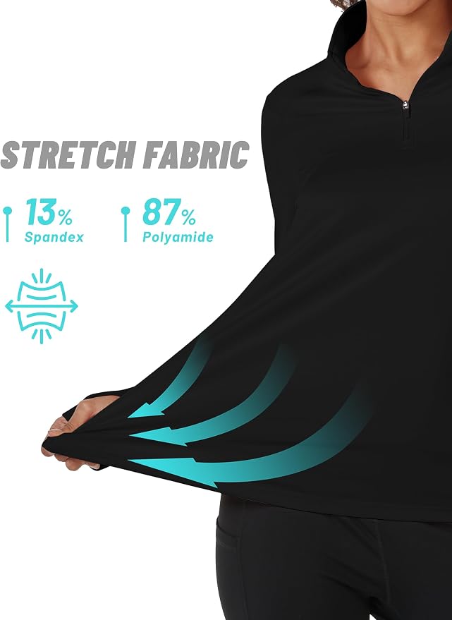 TACVASEN Women's Quarter Zip Sweatshirt Fleece Long Sleeve Workout Pullover | Lightweight Breathable Thermal Fabric,Mock Neck Design,Athletic Tops,Ideal for Gym Running Activities