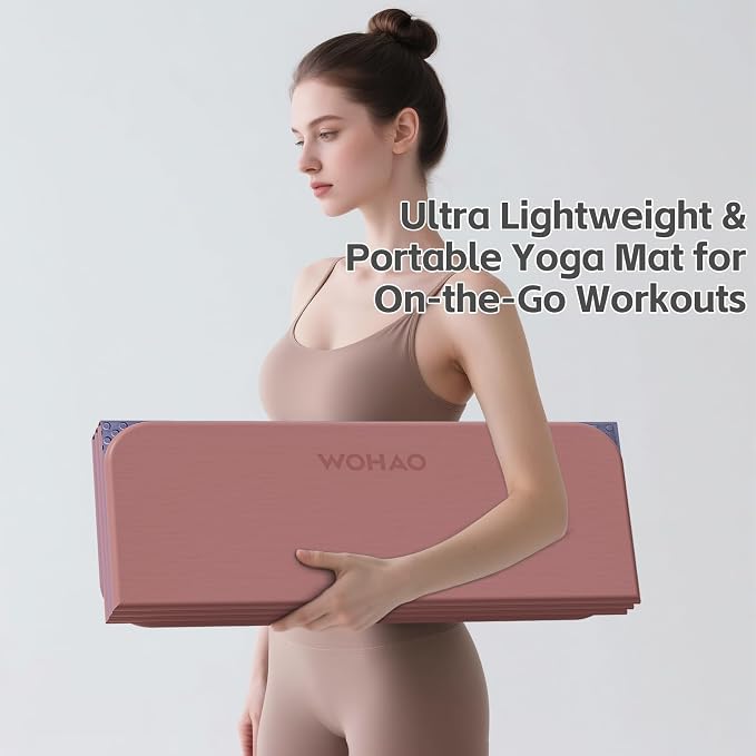 7-Fold Yoga Mat 70"x24" - 1/2 Inch Thick Folding Exercise Mat, Compact Non-Slip TPE Mat for Travel, Storage, Yoga & Home Gym, Lightweight & Portable