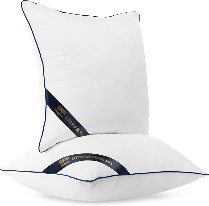 Utopia Bedding 22x22 Throw Pillow Inserts, Decorative Pillows, Pack of 2 | Piping Throw Pillows, Plush & Supportive, Aesthetic Cushion Sham Stuffer for Sofa, Office, Couch & Bed, Set of 2, White