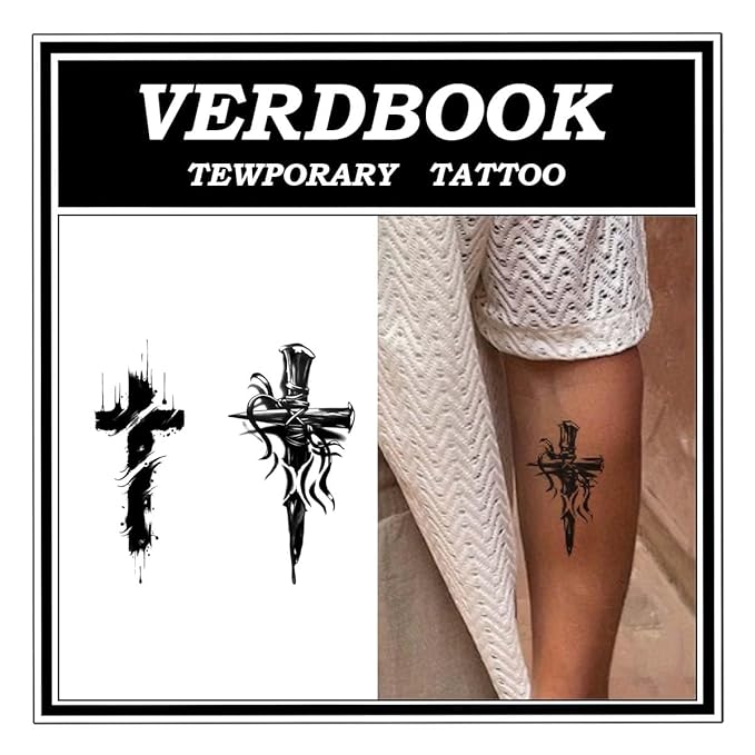Waterproof Temporary Tattoos: 2-Sheet Tattoo Kit with Realistic Body Stickers, Semi-Permanent Tattoos for Adults Lasting 7-15 Days – Safe for Men & Women,Flaming Sacrament
