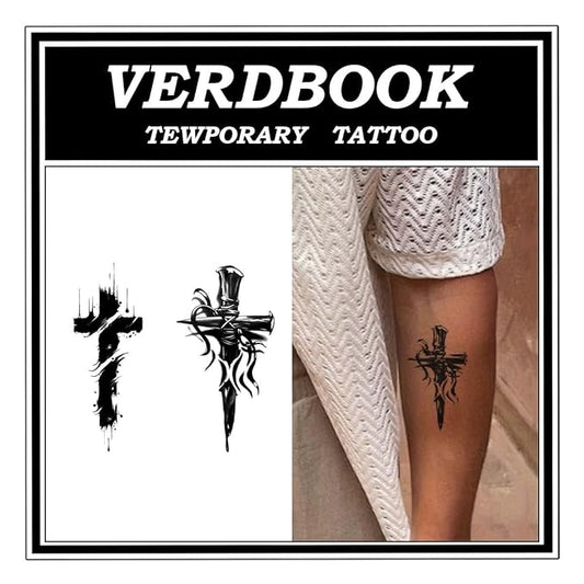 Waterproof Temporary Tattoos: 2-Sheet Tattoo Kit with Realistic Body Stickers, Semi-Permanent Tattoos for Adults Lasting 7-15 Days – Safe for Men & Women,Flaming Sacrament