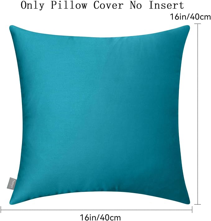 Thmyo 4-Pack 100% Cotton Comfortable Solid Decorative Throw Pillow Case Square Cushion Cover Pillowcase Sublimation Blank Pillow Covers DIY Throw Pillowcase for Sofa(16x16 inch/ 40x40cm,Lake Blue)