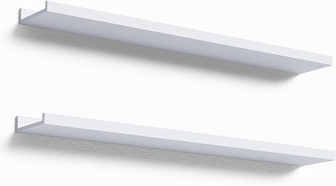 Boswillon Floating Shelves Set of 2, Long Wall Shelf with Lip, 36in, Oak | Display Ledge Shelf for Room Wall, Wall Decor Shelves for Bathroom, Living Room, Bedroom, Kitchen, Nursery Room, Modern, Wood