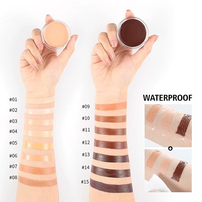 Erinde Full Coverage Tattoo Cover Up Makeup Waterproof, Under Eye Concealer for Dark Circles, Color Corrector, Long-Lasting Cream Concealer for Tattoos Scars & Face Blemishes Redness, 01 Chantilly