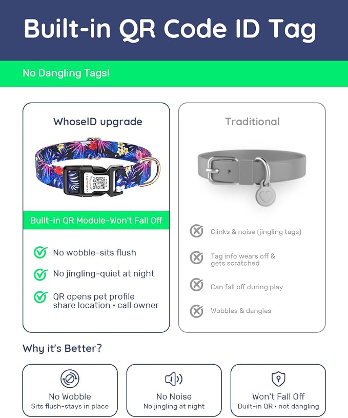 Dog Collar for Large Dogs with Smart QR Tags
