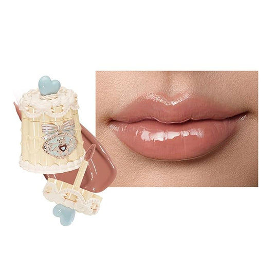 Flower Knows The Sweetie Bear Coating Lip Jelly,Soft Moisturizing Tinted Lip Gloss with Botanicals,Lightweight Non-Sticky Nude Lips Plumper,Cruelty-Free,0.18 oz(JE02 Puff Bear)
