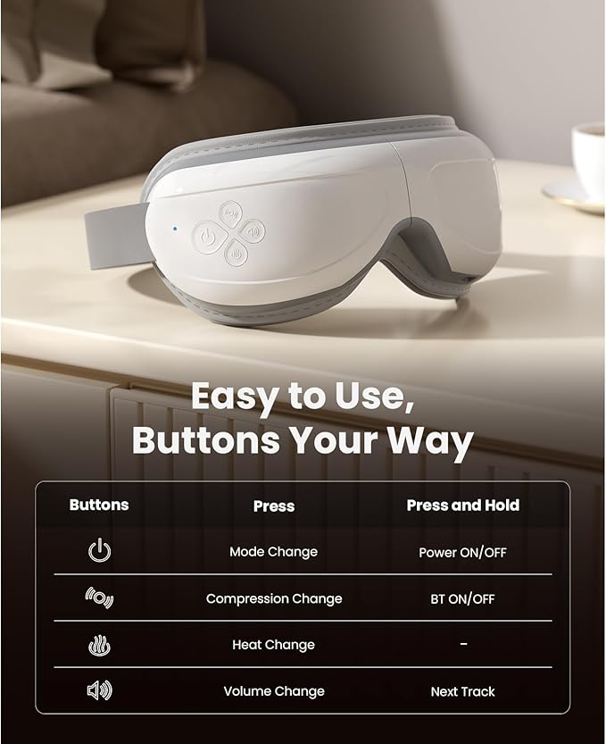 BOB AND BRAD Eye Massager FSA Eligible/HSA Eligible, EyeOasis 2 Heated Eye Mask for Migraines with Music, Smart Migraine Massager Reduce Dry Eyes Improve Sleep, Christmas Birthday Gifts for Women Men