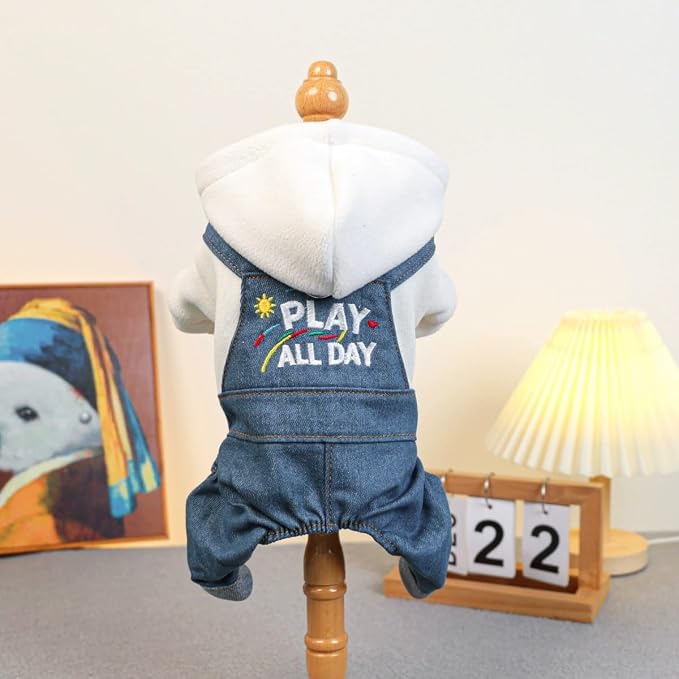 Dog Stylish Overalls Comfortable Puppy One Piece Outfits Summer Bib Overalls for Small Dogs Cute Pet Jumpsuit Onesie Chihuahua Yorkies Birthday Holiday Clothes Costume