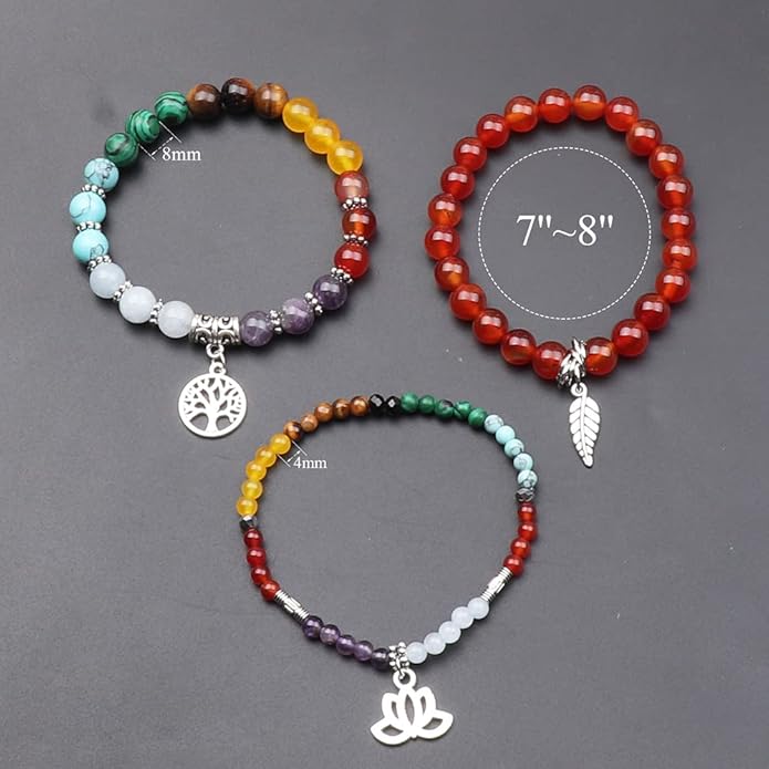 UEUC Tree of Life Yoga Healing Stone Bracelets,Multilayer Lotus Chakra Stone Reiki Bracelet Sets,Anxiety Crystal Natural Stone,for Women Stress Relief