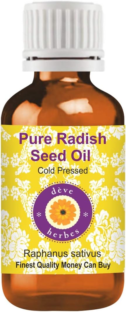 Deve Herbes Radish Seed Oil (Raphanus sativus) | Cold Pressed | Pure | Natural | Undiluted | for Diluting Essential Oils | for Skin & Massage | Non-Sticky| Lightweight| Men & Women | 100ml (3.38 oz)