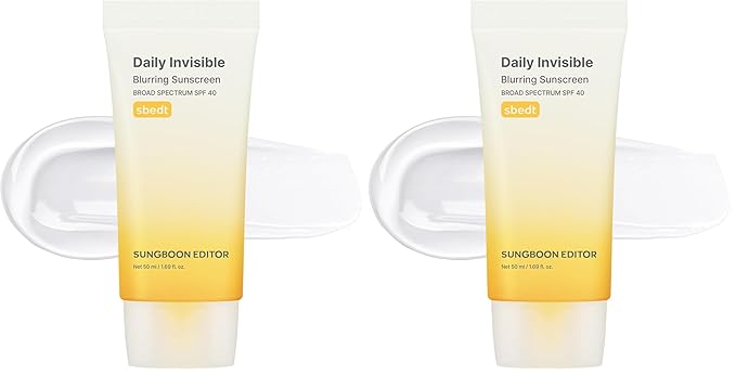 SUNGBOON EDITOR Daily Invisible Blurring Sunscreen with Broad Spectrum SPF 40 Invisible Sunscreen for Face, Makeup Primer spf, 50ml, 1.69 fl.oz, Oil Free, Weightless (Pack of 2)