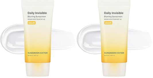 SUNGBOON EDITOR Daily Invisible Blurring Sunscreen with Broad Spectrum SPF 40 Invisible Sunscreen for Face, Makeup Primer spf, 50ml, 1.69 fl.oz, Oil Free, Weightless (Pack of 2)