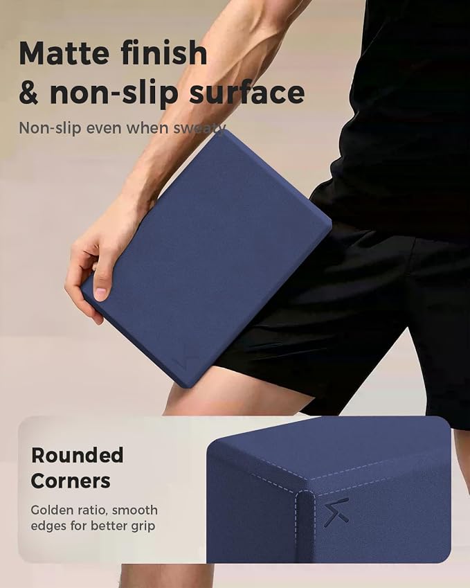 KEEP Yoga Block, High-Density EVA Foam 2 Pack Yoga Block with Non-Slip Textured Surface, Supportive, Lightweight - Ideal for Yoga