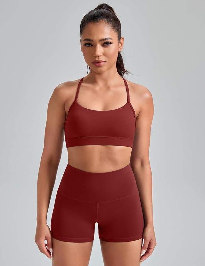 HeyNuts to Freest Womens Y Back Sports Bra, Spaghetti Strap Racerback Low Impact Workout Yoga Tops Padded A-C Cups *Updated