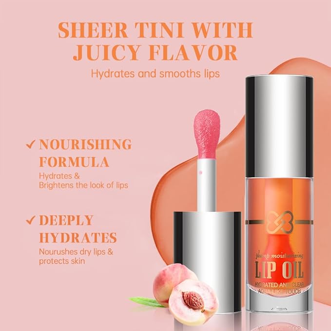 Hydrating Lip Oil, Nourishing Lip Lacquer with Non-Sticky Formula, Color Changing, 0.35 Ounce (4#, 1 Count (Pack of 1))