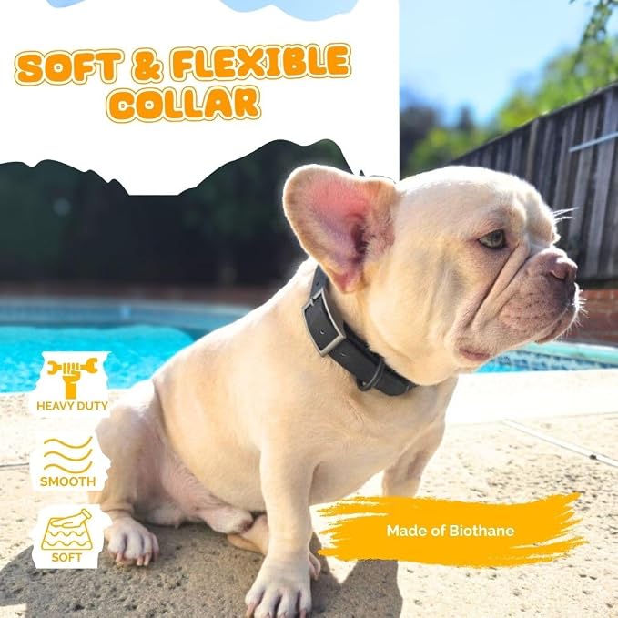 Waterproof Dog Collar, Soft Comfortable Pet Collars, Adjustable Odor Proof Heavy Duty Dog Collars Easy to Clean for Large, Medium Small Dogs by Bee N Buu (Black, Medium (length12-16, Width 3/4"))