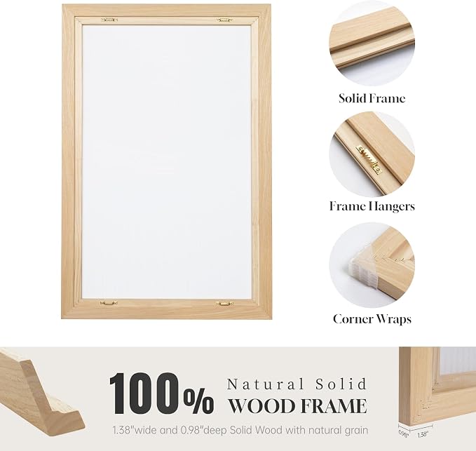 Large Framed Abstract Wall Art, Black and White Beige, 20x30 In, Set of 3 | Neutral modern pictures, Canvas prints, wood frame, Minimalist paintings, Wall decor for Living Room Bedroom Dining Room