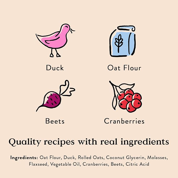 Bocce's Bakery Duck Flavor Soft & Chewy Dog Treats, 6 oz | Oven Baked, Wheat-Free Everyday Dog Treat Cookies - Made with Real, Limited Ingredients and Baked in The USA