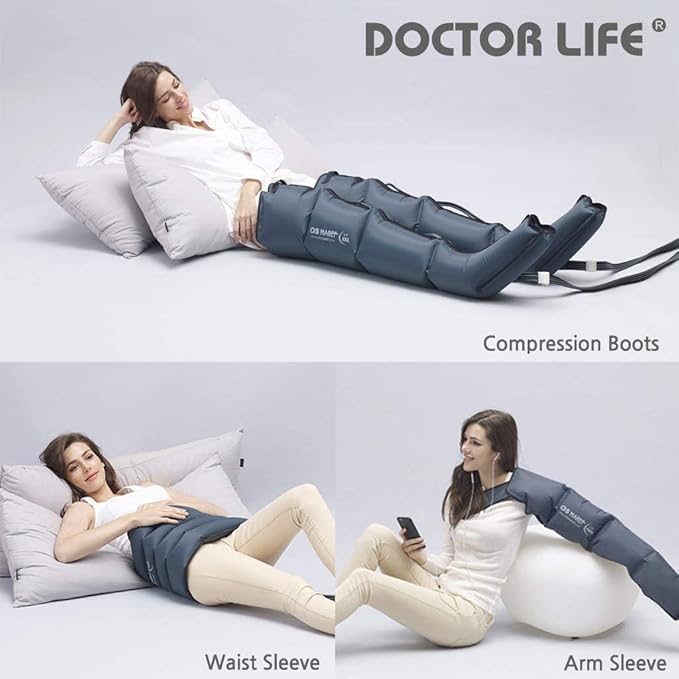 DOCTOR LIFE Full Body Recovery System (FSA HSA Approved), Sequential Air Compression Device, Foot and Leg Recovery Boots, Arm and Waist, Improved Blood Circulation and Fast Recovery (SP-1000, L)