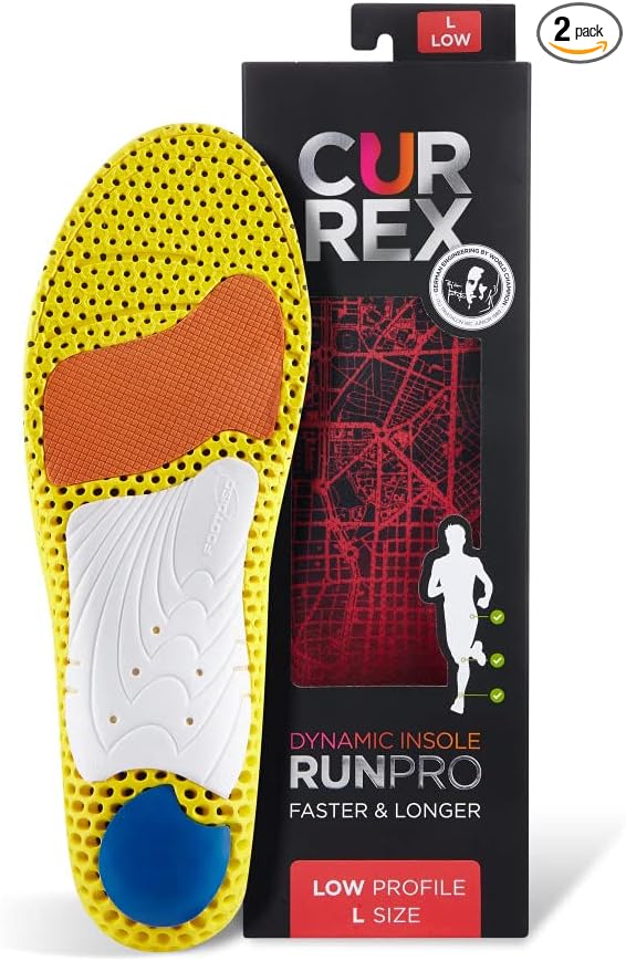 CURREX RunPro Insoles for Running Shoes, Arch Support Inserts to Help Reduce Fatigue, Prevent Injuries, Boost Performance for Men & Women (Low Arch, Size 2X)