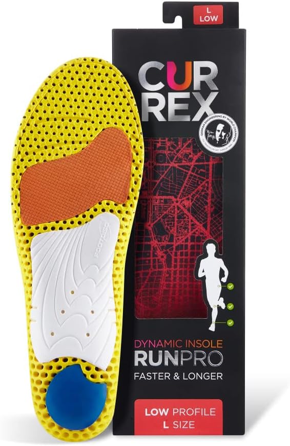CURREX RunPro Insoles for Running Shoes, Arch Support Inserts to Help Reduce Fatigue, Prevent Injuries, Boost Performance for Men & Women (Low Arch, Size Medium)