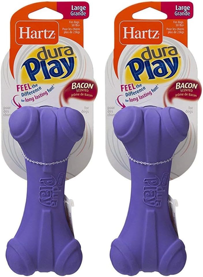 Hartz DuraPlay Bacon Scented Dog Toys, Large (Color May Vary) (Pack of 2)