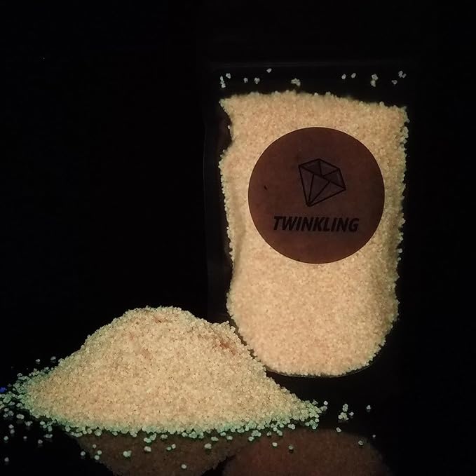 TWINKLING Glow in The Dark Crushed Glass, Broken Glass Glitter, Glow in The Dark Stones Gems Chips for DIY Resin Art Epoxy Crafts, Nail Art, Jewelry Making, Geode Painting, 0.85mm(100g) (Pink)