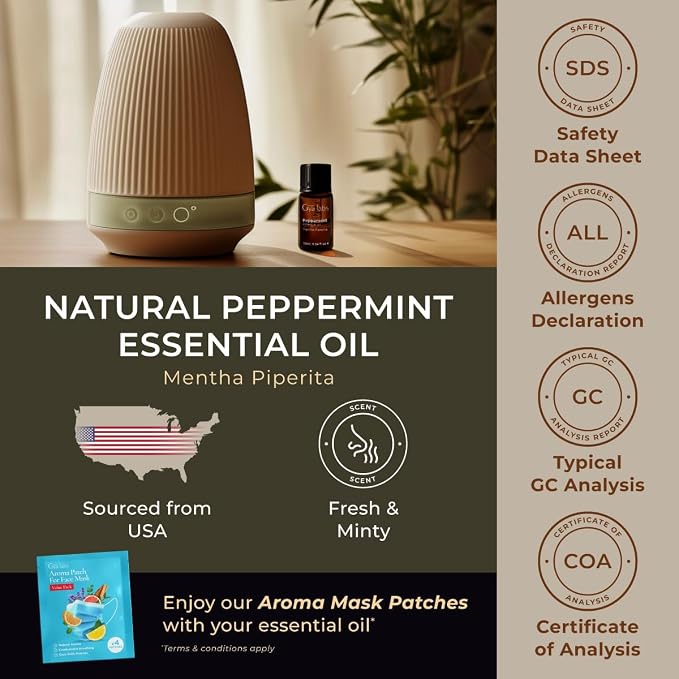 Clary Sage & Peppermint Essential Oil Set - Aromatherapy Grade Essential Oils Set - 2x0.34 fl oz - Gya Labs
