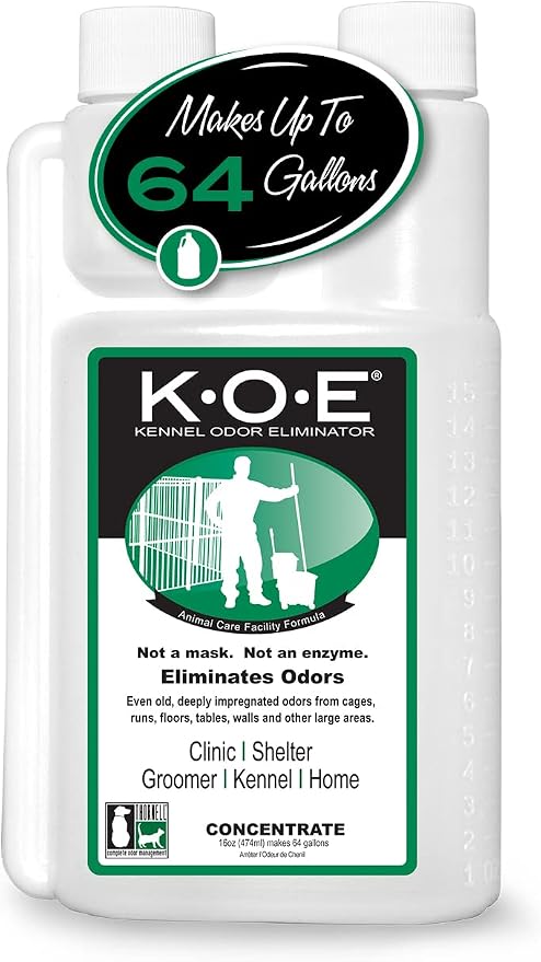 Odorcide, Thornell KOE Kennel Odor Eliminator Concentrate, Great for Cages, Runs, Floors & More, Pet Odor Eliminator for Home & Kennel w/Safe, Non-Enzymatic Formula, 16 oz, White – Not A Spray Bottle
