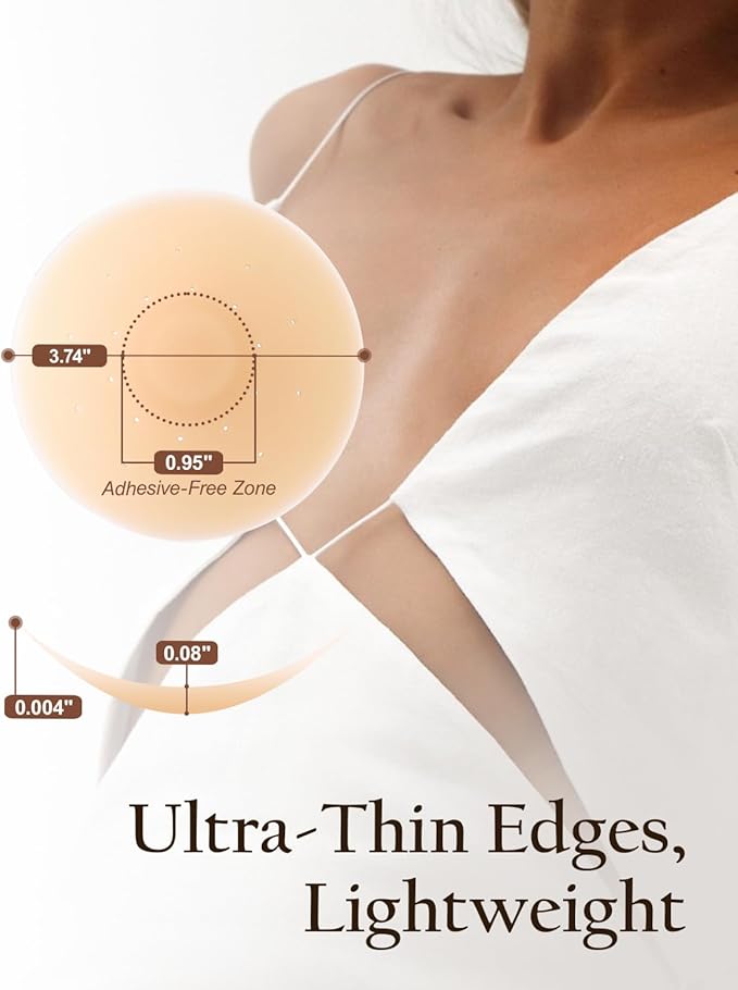 Nipple Covers For Women, 2 Pairs Sticky Bra, Reusable Pasties Nipple Covers Waterproof with Travel Box