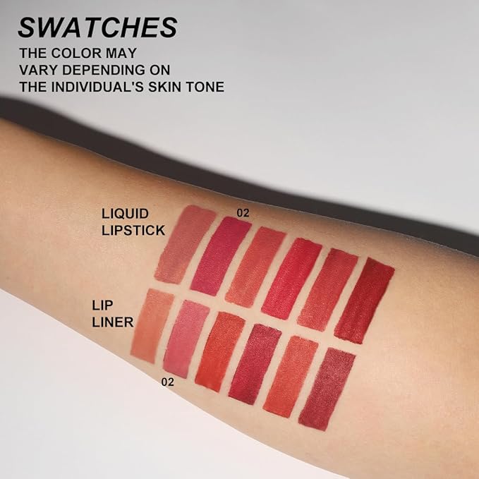 YOUNG VISION 6 Colors Matte Lipstick & Lip liner Combo Set, Matte Lip Makeup Srt - Durable, Waterproof, Long Wear, Cruelty Free for Girls, Women, Beginners Teenagers