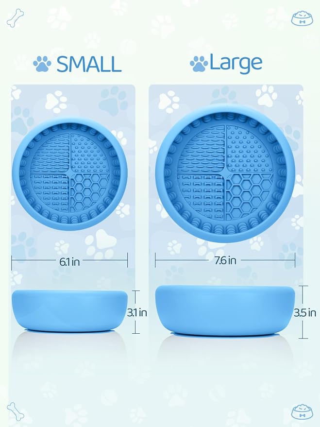 Dog Lick Bowl with Brush and Scraper, Anxiety Relief Lick Mat for Dogs, Non-Slip Freeze Licking Bowl Enrichment Puzzle Feeder for Distraction, BPA Free Silicone, Dishwasher Safe