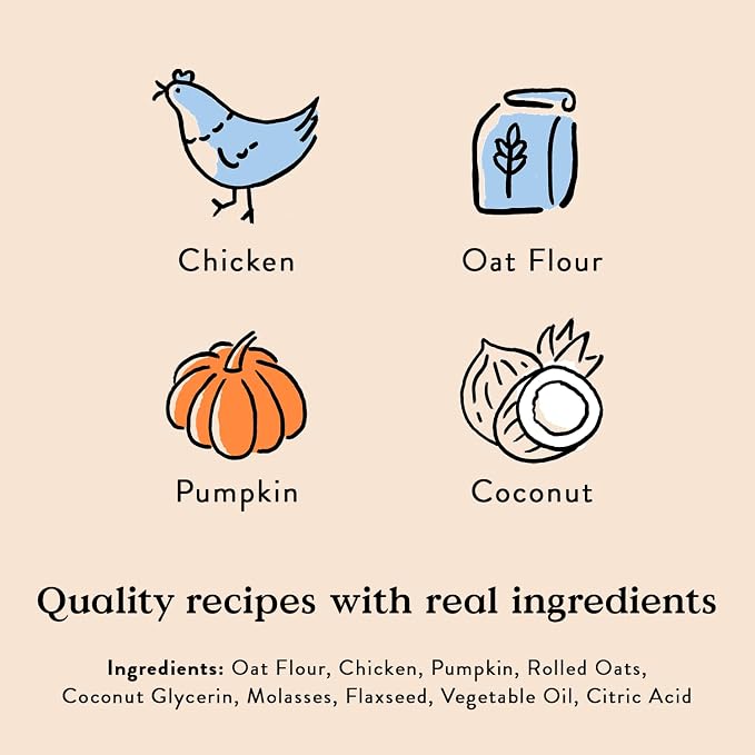 Bocce's Bakery Sunday Roast Soft & Chewy Dog Treats (Chicken & Pumpkin) | Oven Baked, Wheat-Free Everyday Dog Treat Cookies - Made with Real, Limited Ingredients and Baked in The USA (6 oz)