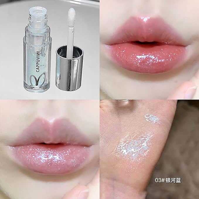 Petansy 4pcs Shimmer Bomb Lip Gloss, Lip Tint Infused With Vitamin E, Moisturizing | Sparkle | Long Lasting | Hyaluronic Acid | High Shine | Crushed Diamonds, Gift Makeup For Girls