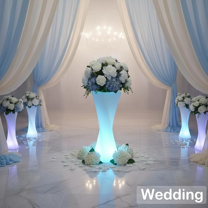 20 inch LED Vase Night Light with Remote, 16 Colors Rechargeable Vase | Dimmable RGB LED Lighted Vase, IP65 Waterproof Flower Pot Light, 4 Modes Mood Lamp for Living Room Balcony Yard Wedding Decor