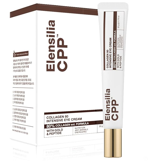 Elensilia 80% Collagen With Gold Peptides Eye Cream - Snail Secretion Filtrate + Matrixyl 3000 + Haloxyl For Wrinkles, Moisturizer - Korean Skin Care, 0.7 fl.oz