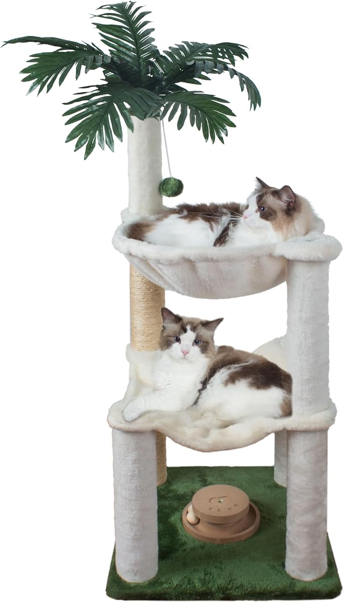 Fantasreen Cat Tree 40'' with Double Hammock & Interactive Toy for Indoor Cats