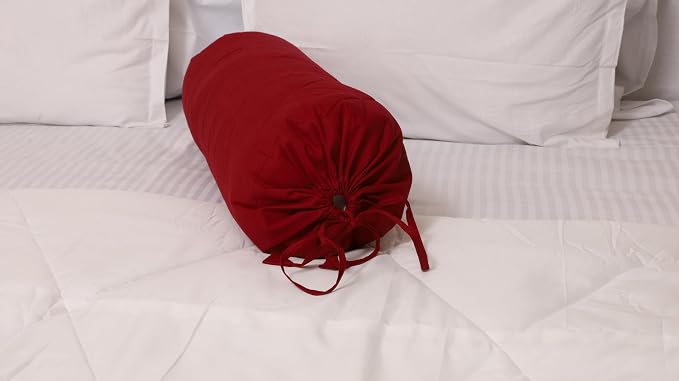 Saffron HANDICRAFTS Bolster Pillow Cover ,Cotton with Draw String Closure Easy to Removable n Washable 8" Diameter c 24 " Long (20 cm x 60 cm) (Burgundy)