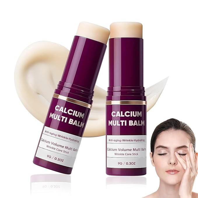 2Pcs Calcium Multi Balm, Wrinkle Multi Balm Stick, Repair & Moisturizing Cream, All-in-One Hydrating Firming Lip Eye Neck Cream, Anti-aging for Face, 0.32 oz/9 g