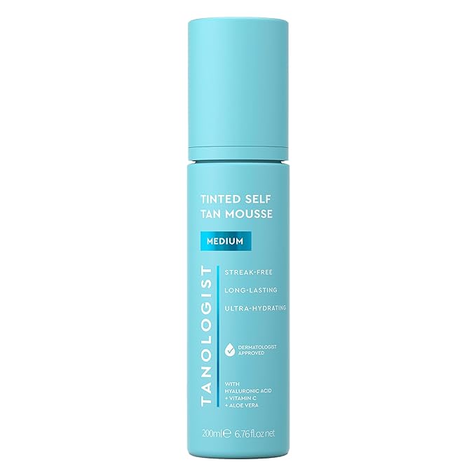 Tanologist Medium Self Tan Mousse, Tinted Self-Tanning Mousse, Streak-Free, Natural Glow, No Fake Tan Smell Or Orange Tone, Long Lasting, Clean Ingredients, Vegan, 6.76 fl. oz/200 ml Bottle