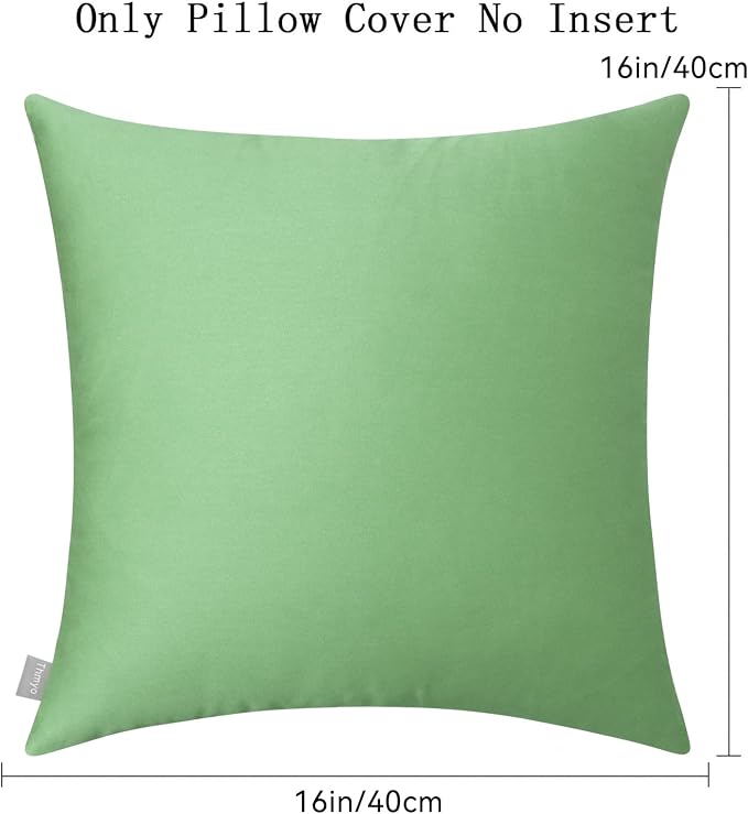 Thmyo 4-Pack 100% Cotton Comfortable Solid Decorative Throw Pillow Case, Square Cushion Cover Pillowcase Sublimation Blank Pillow Covers DIY Throw Pillowcase(16x16 inch/ 40x40cm,Sage Green)