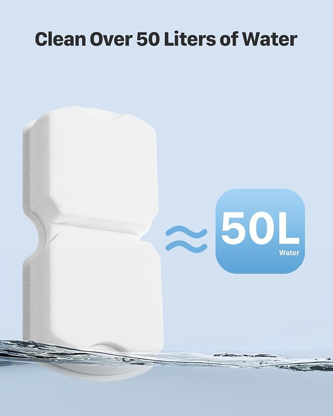 Cat Water Fountain Filter Replacement: 12 PCS Carbon & Sponges | Compatible with UMOCUOY/GIOTOHUN/HOOISE/ATMZIQXR/IHOUONE 74oz/88oz/108oz Stainless Steel Cat Fountains