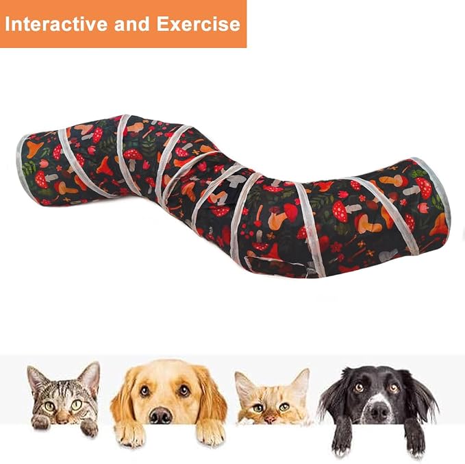 Cat Tunnel, Cat Tunnels for Indoor Cats, S-Shape Foldable Cats Cave