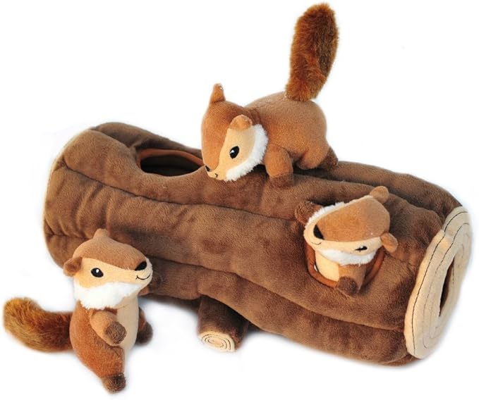 ZippyPaws Burrow Interactive Dog & Puppy Toys for Boredom - Chipmunk Log
