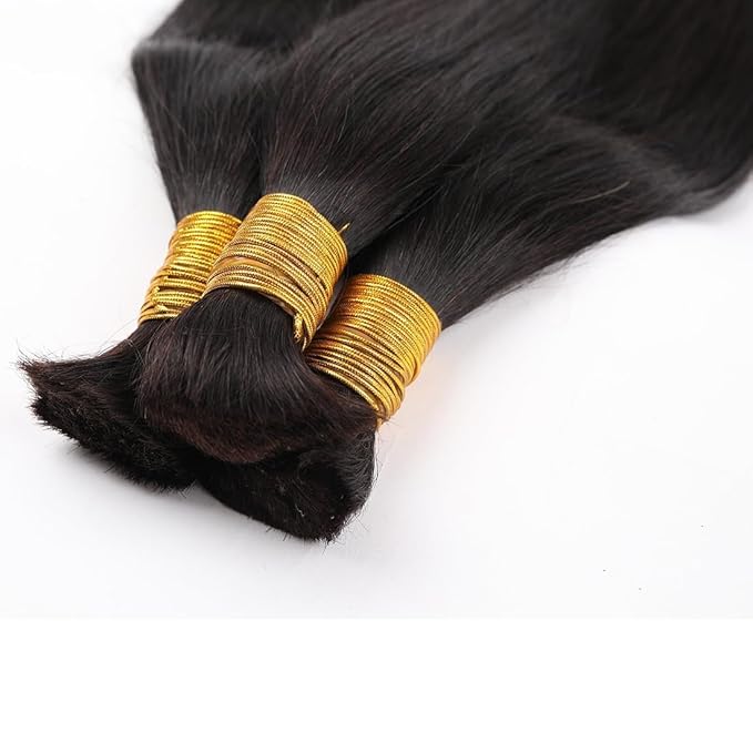 Human Braiding Hair for Boho Braids 16inch Straight Bulk Human Hair Extensions for Braiding No Weft Brazilian Virgin Hair for Black Woman Straight 1 Bundle 100g Natural Black
